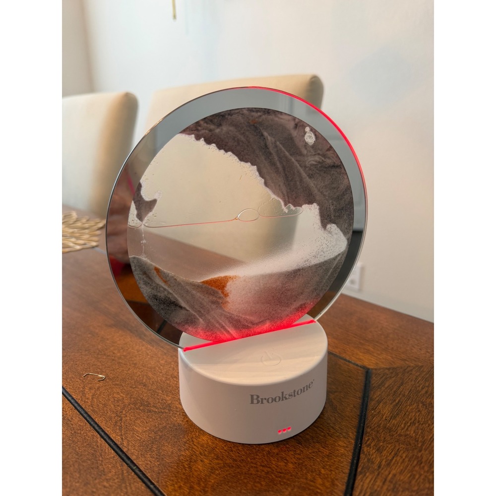 Brookstone Moving Sand Art LED Lamp 6 in Circular Interactive Sandscape White